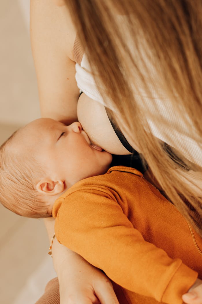 A serene moment of a mother breastfeeding her newborn, emphasizing warmth and care.